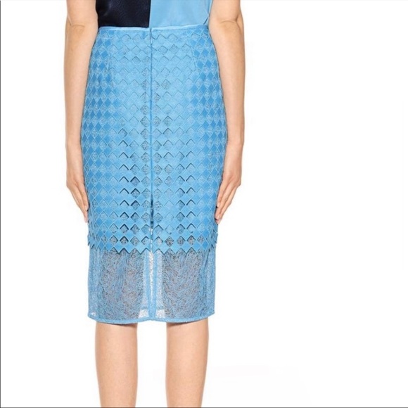 Diane Von Furstenberg Diamond Pattern Layered Lined Straight Pencil Skirt - Picture 8 of 9